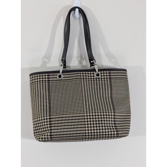 Lauren Ralph Lauren Vintage Houndstooth Brown Mini Tote British Inspired Bag - Picture 5 of 13